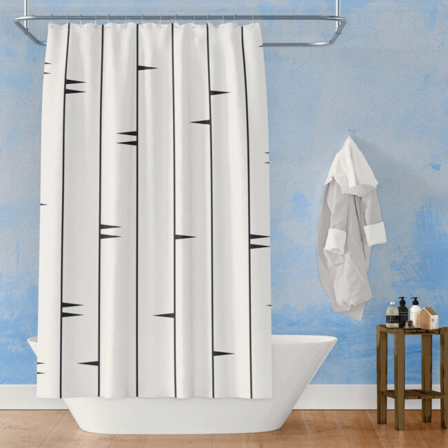 Black White Triangle Striped Shower, Black And White Horizontal Striped Shower Curtain