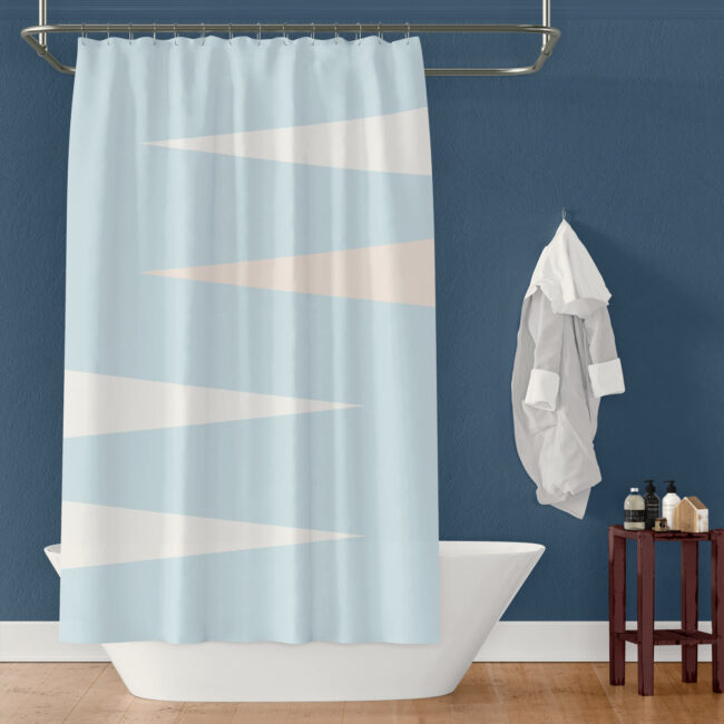 Sky Blue Shower Curtain With White, Beige Blue Green Shower Curtains