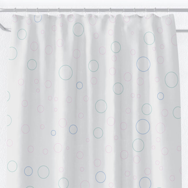 Bubbles Shower Curtain Blue Teal, Pink Black And White Shower Curtain Design