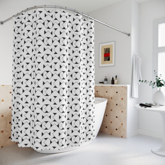 Black & White Triangle Lattice Shower Curtain