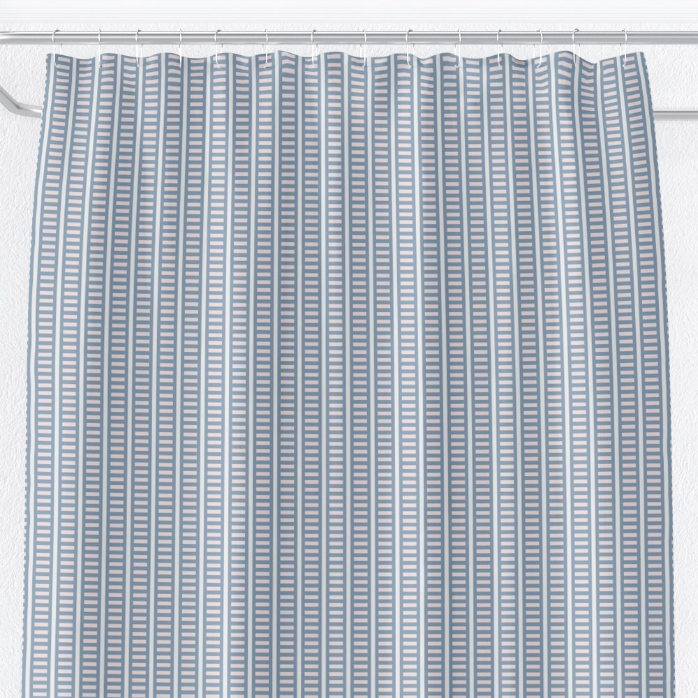 Vertical Modern Striped Shower Curtain in Blue