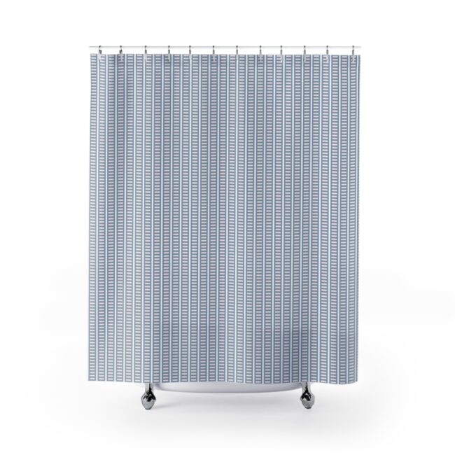 Vertical Modern Striped Shower Curtain in Blue