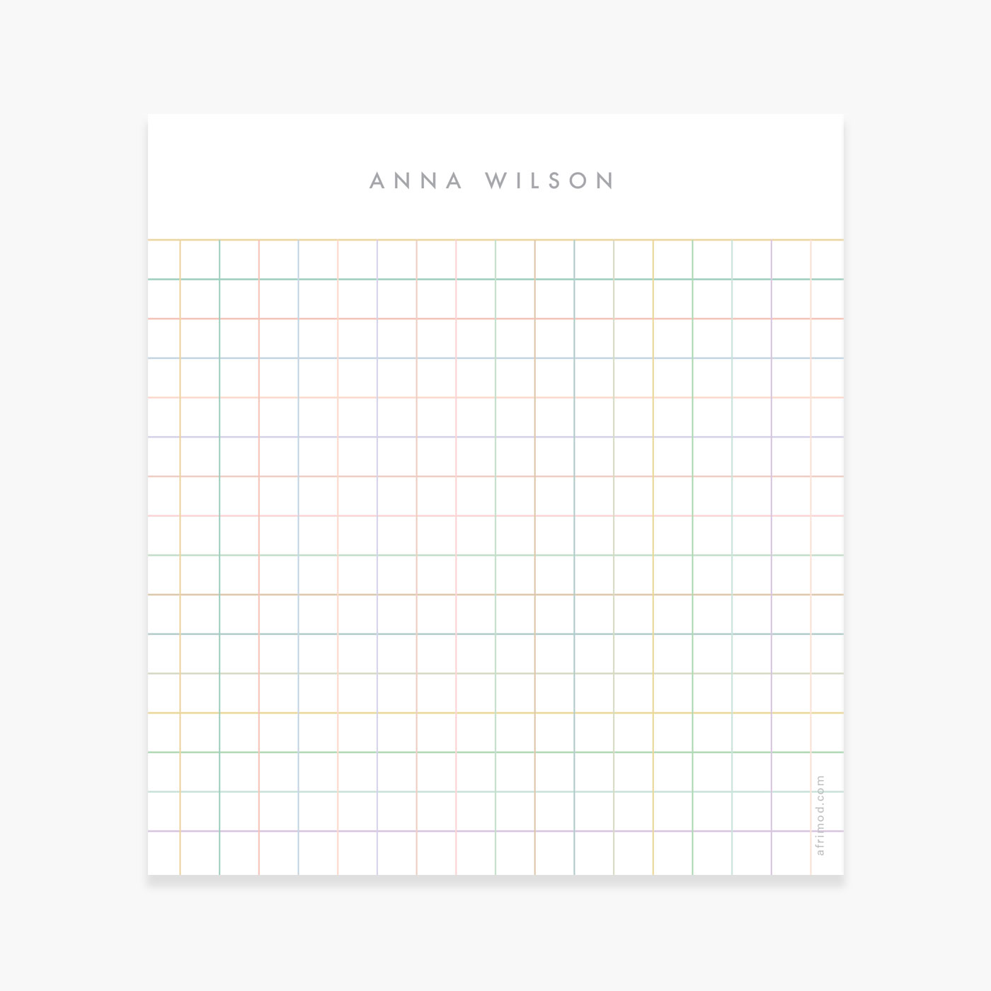 Personalized Rainbow Grid Notepad
