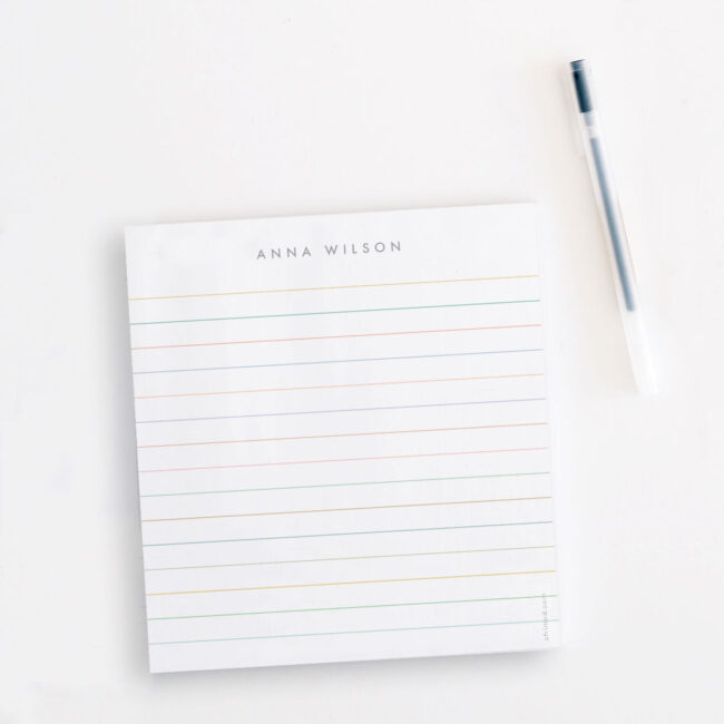 Personalized Rainbow Lines Notepad