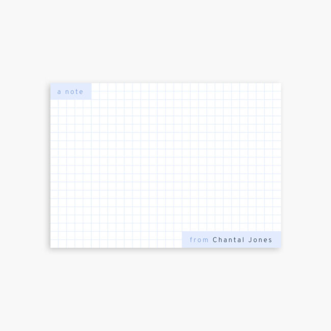 Blue Grid – personalized flat note card set