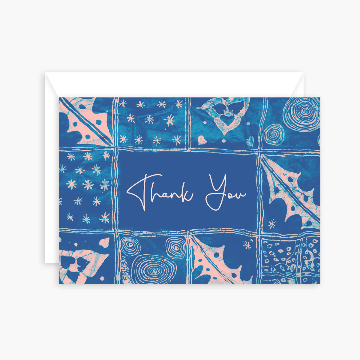 Blue Batik Illustration – thank you card set