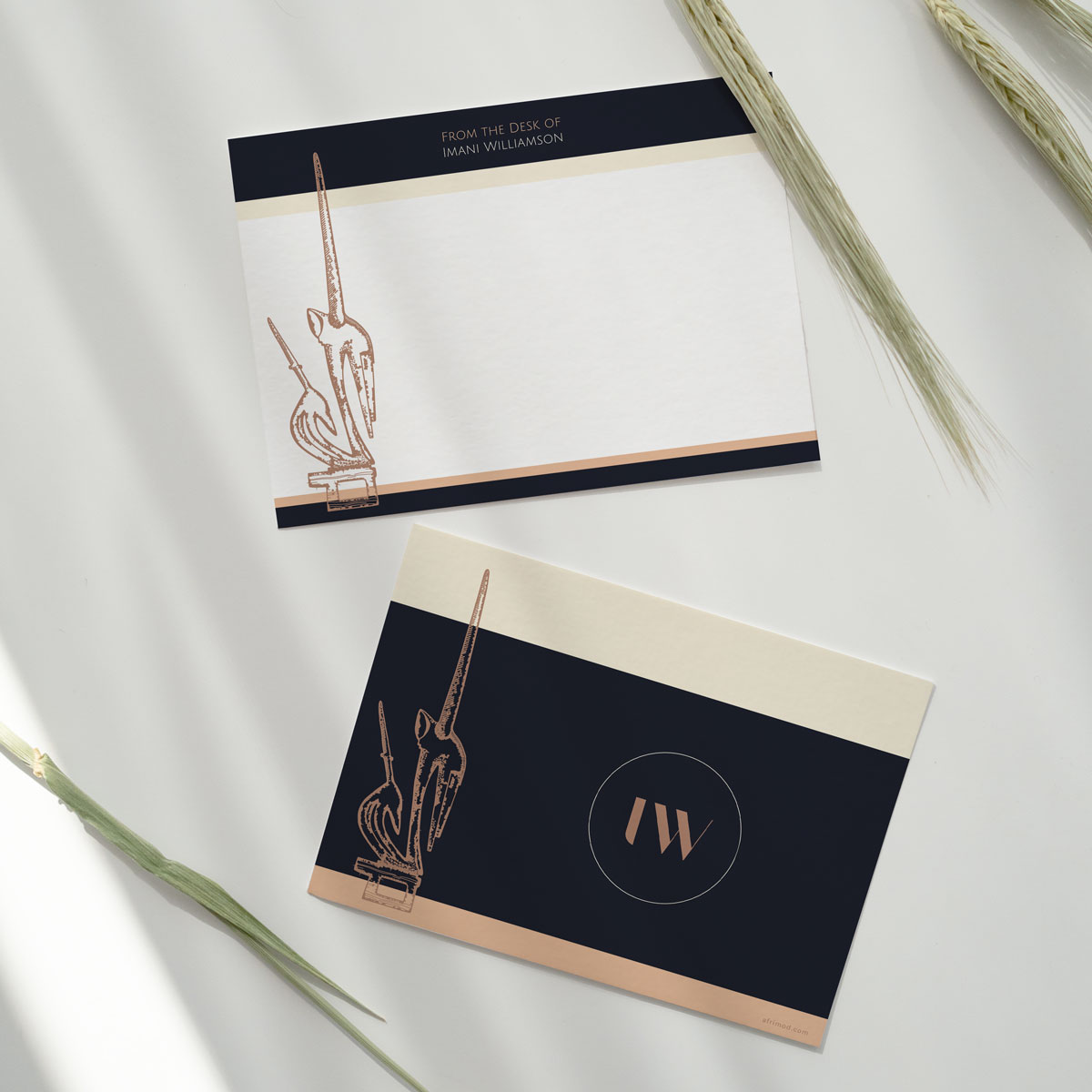 Chiwara (mother & child) – personalized flat note cards