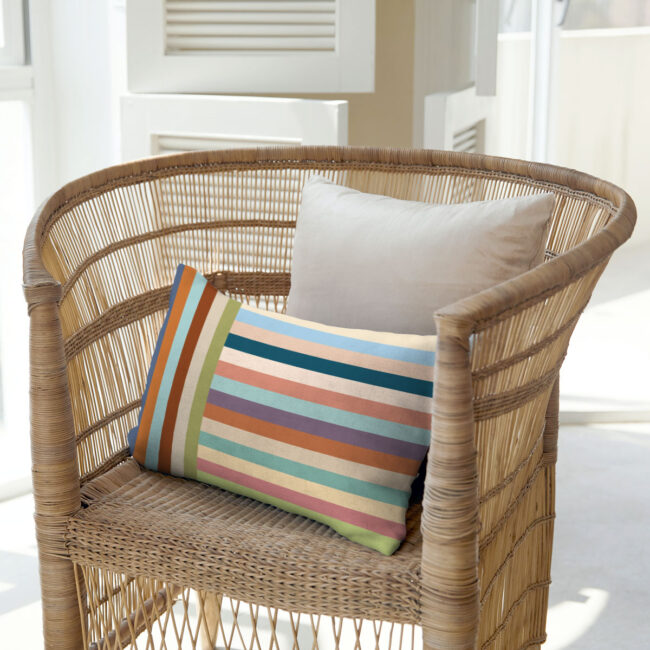 Striped Lumbar Pillow (earth-tones) – indoor/outdoor pillow