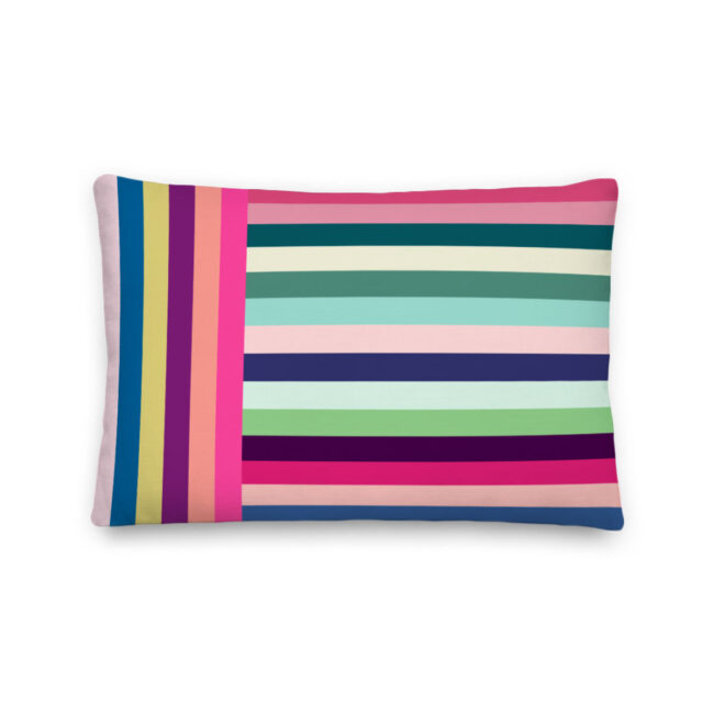 Striped Lumbar Pillow (pinks) – indoor/outdoor pillow
