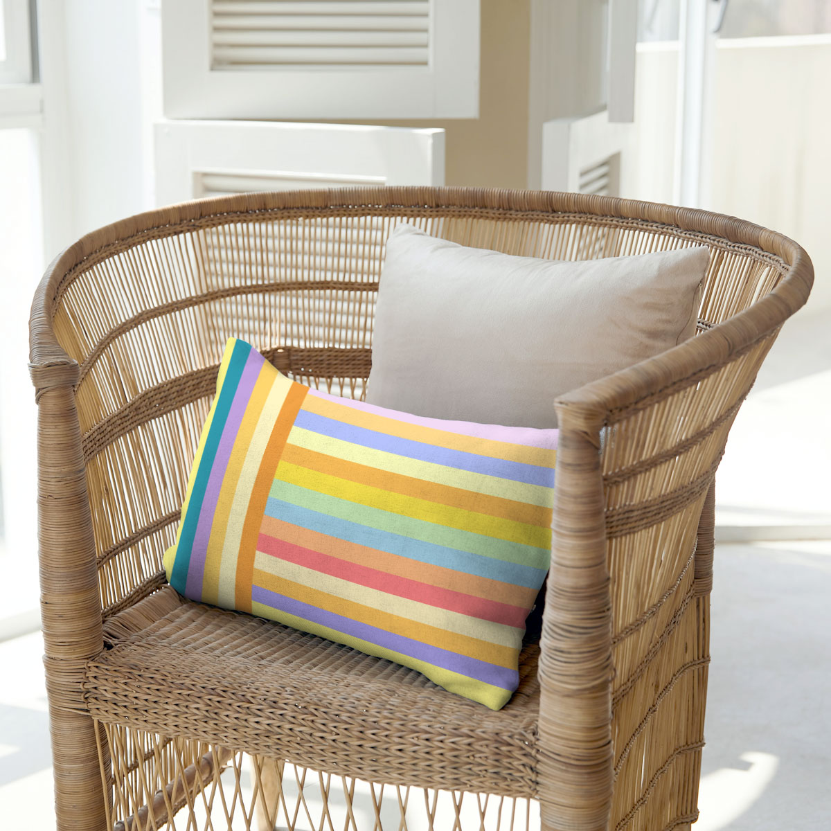Striped Lumbar Pillow (yellows) – indoor/outdoor pillow