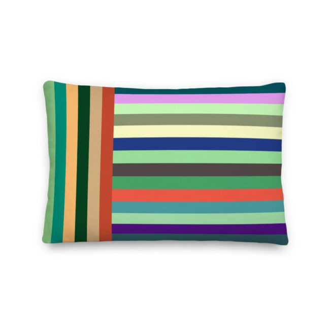 Striped Lumbar Pillow (greens) – indoor/outdoor pillow