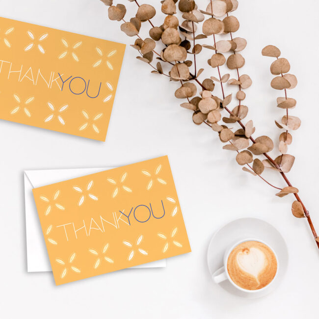 Cowrie Shells In Yellow – Thank You Cards