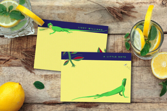Quirky Lizard – personalized flat note cards