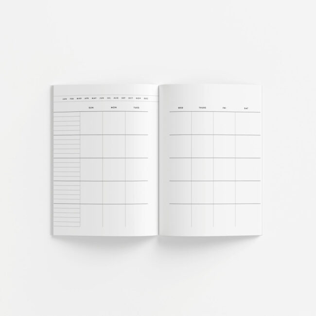 Essential Weekly Planner + Priority Matrix – undated (black + white)