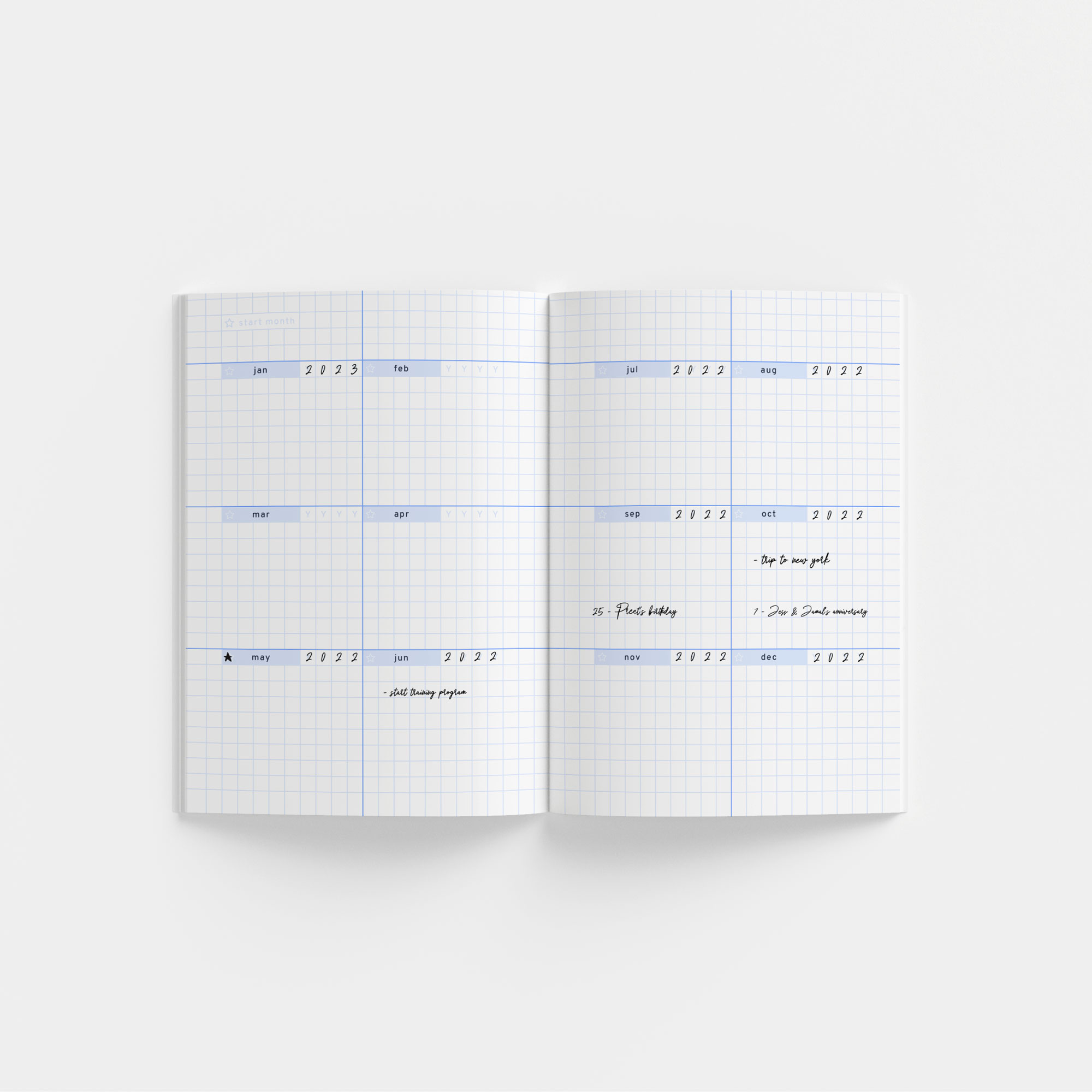 Personalized Blue Grid Weekly Planner – undated
