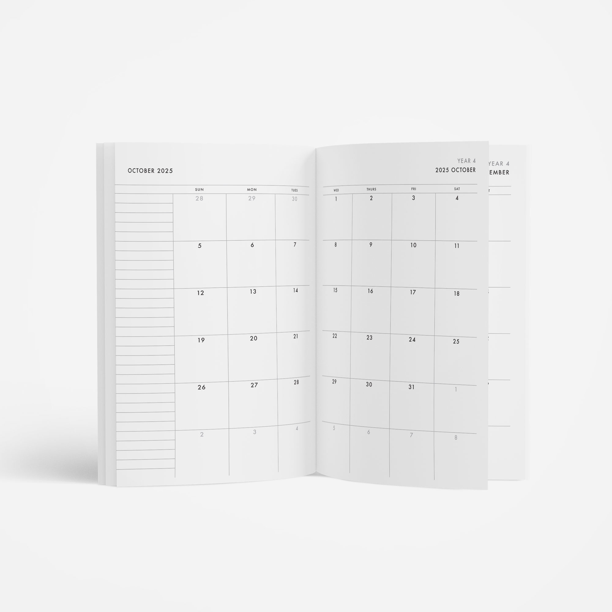 Modern 5-Year Monthly Planner / 60-Month Calendar (grey) – start any month