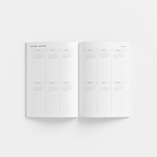 Modern 5-Year Monthly Planner / 60-Month Calendar (earthtones) – start any month