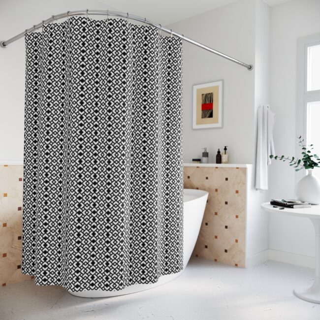 Black & White Chainmail Lattice Shower Curtain