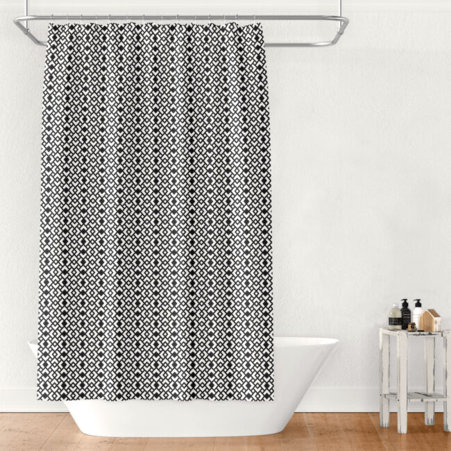 Black & White Chainmail Lattice Shower Curtain