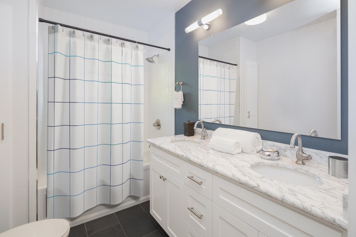 Blue Grid Shower Curtain