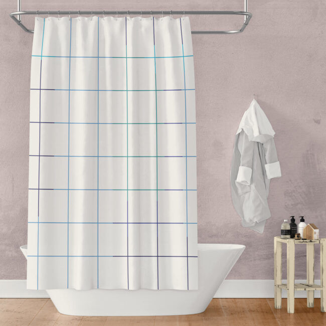 Blue Grid Shower Curtain