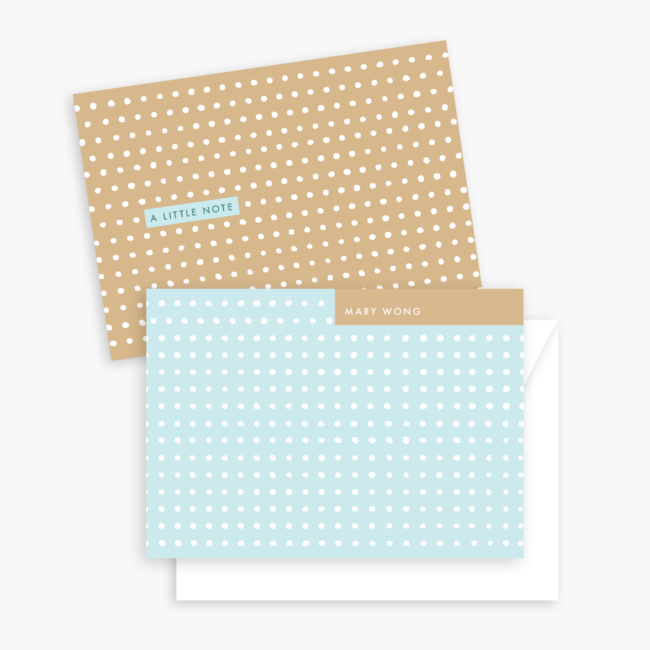Dot Grid Stationery (Earthtones & Blue) – personalized flat note card set