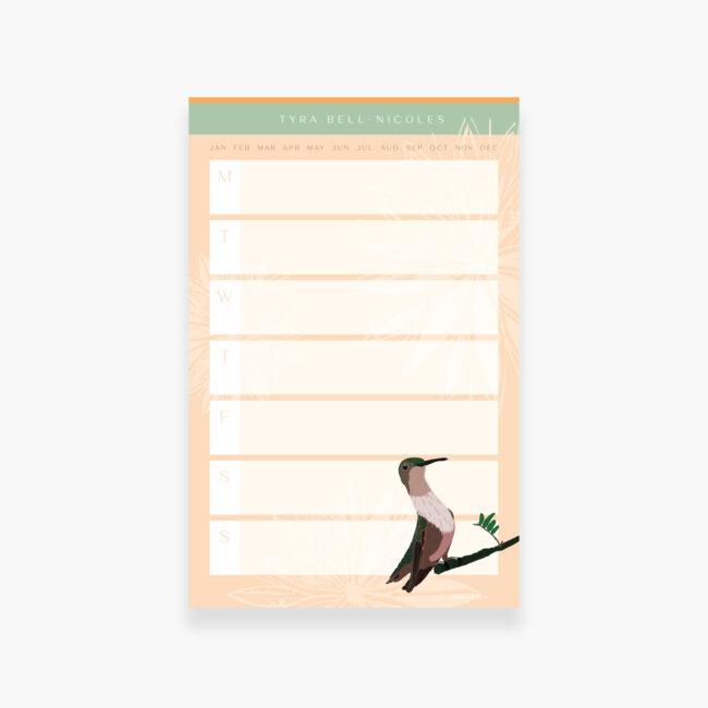 Hummingbird – personalized weekly planner notepad