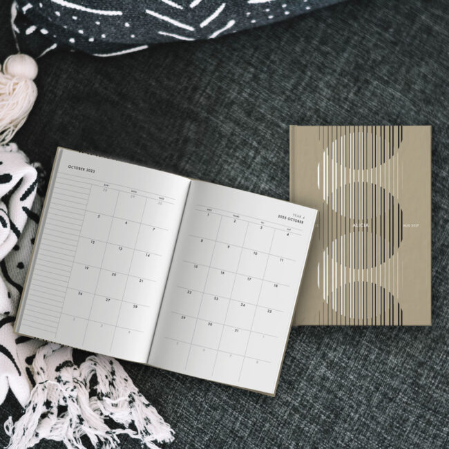 Modern 5-Year Monthly Planner / 60-Month Calendar (warm neutral) – start any month