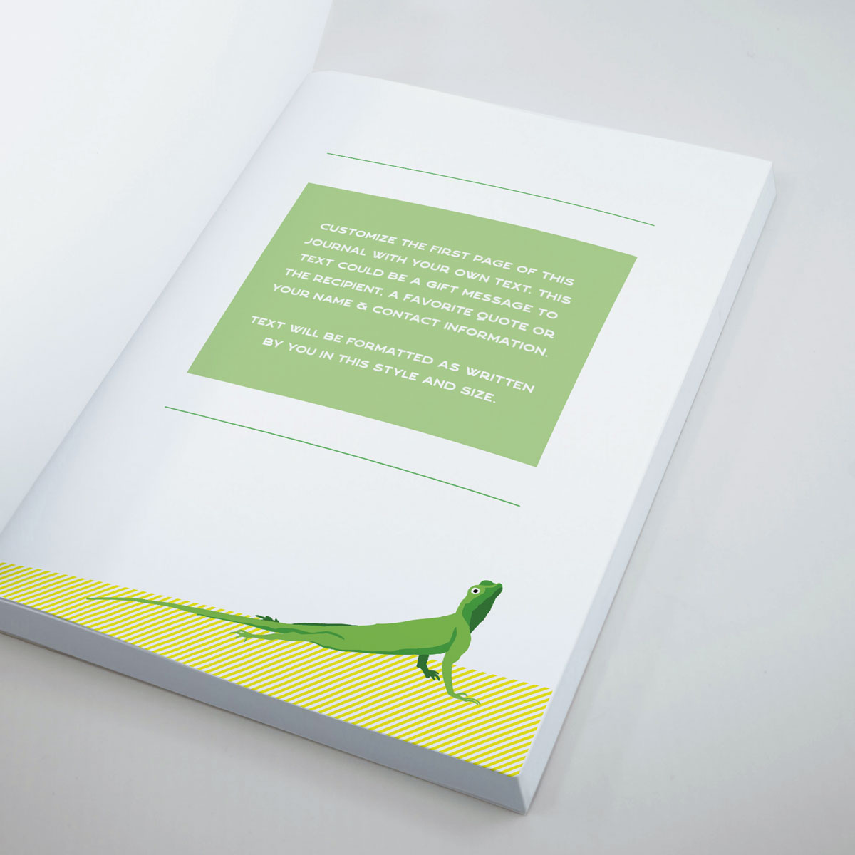Green Lizard Notebook – customize name, initials, first page