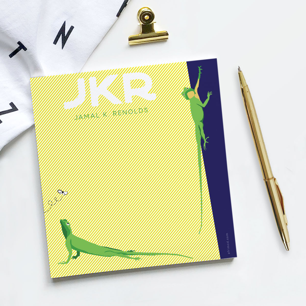 Whimsical Lizard Notepad – personalized (name & initials)