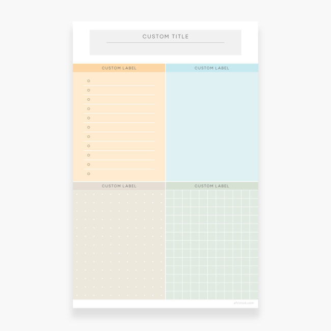 Mix and Match Four-Quadrant Matrix Notepad (muted colors)
