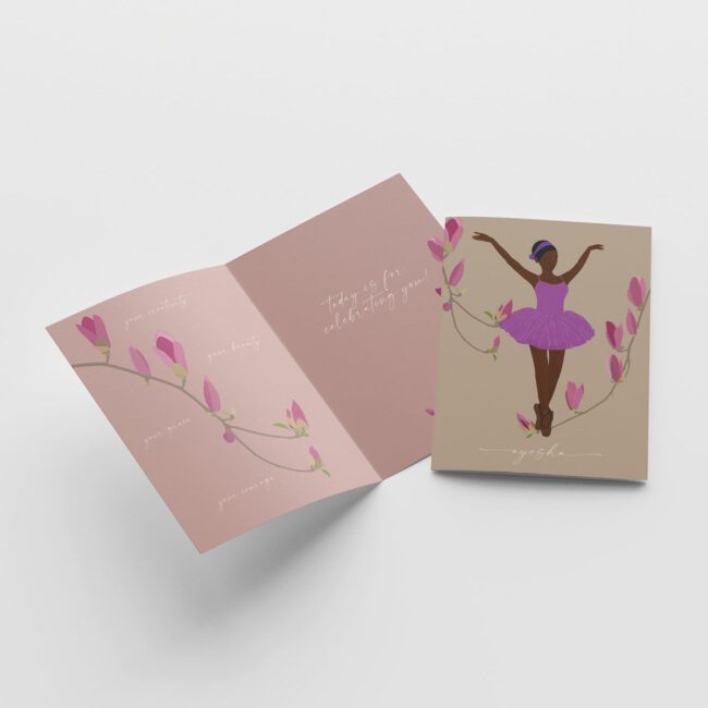 Ballerina – personalized birthday / celebration card