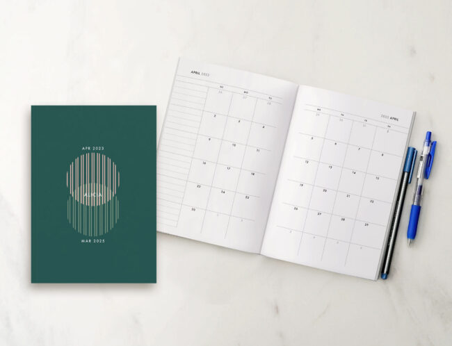 Modern 2-Year Monthly Planner / 24-Month Calendar (forest green) – start any month