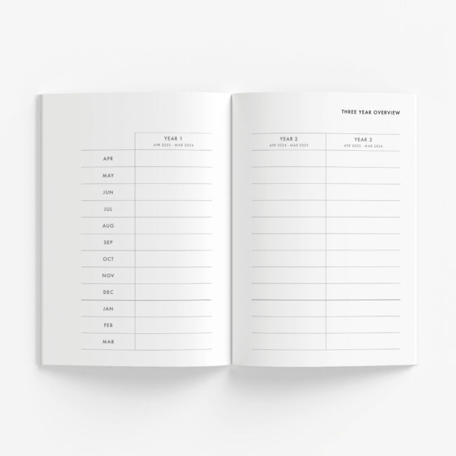 Modern 3-Year Monthly Planner / 36-Month Calendar (forest green) – start any month