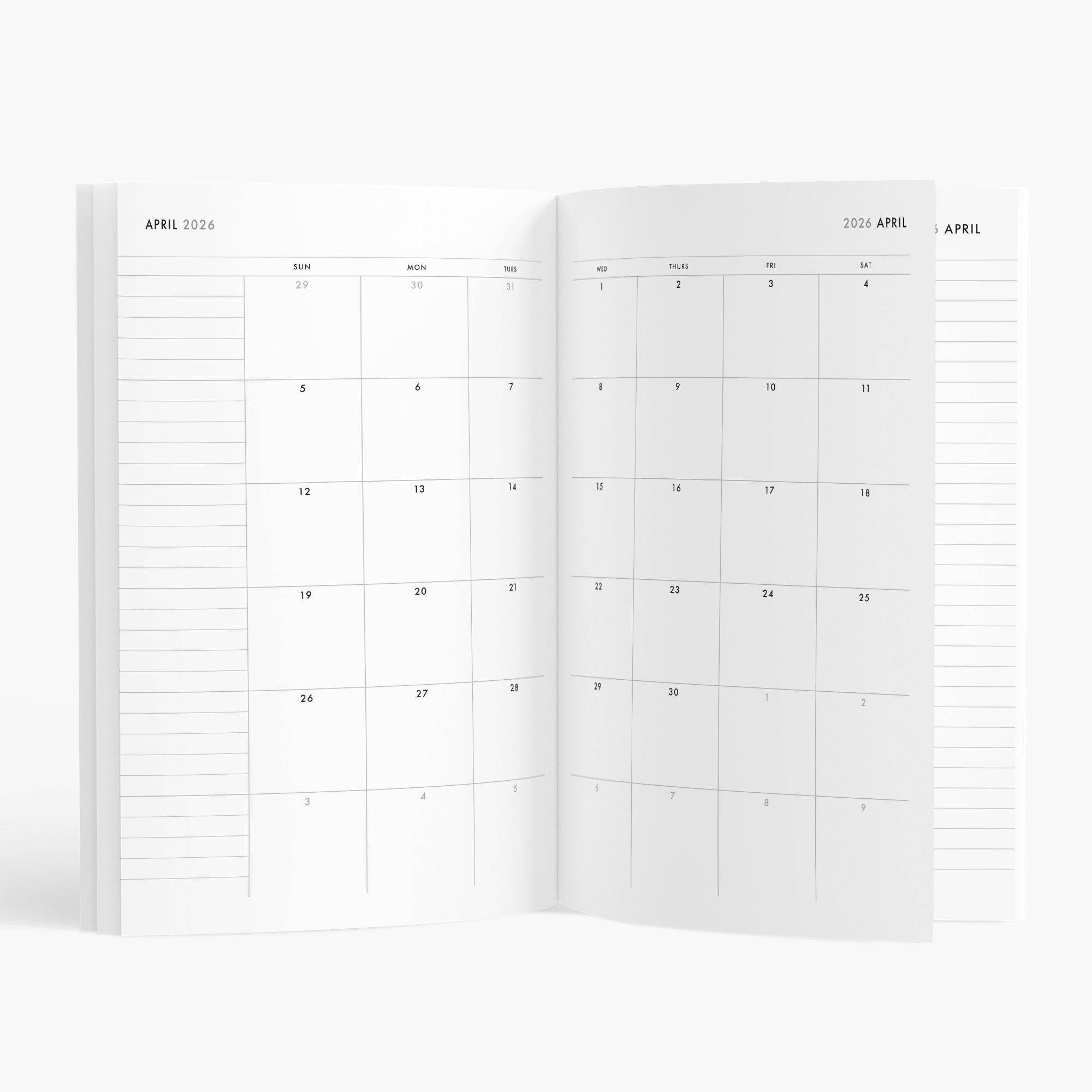 Minimalist 12-Month Planner (slate) – start any month