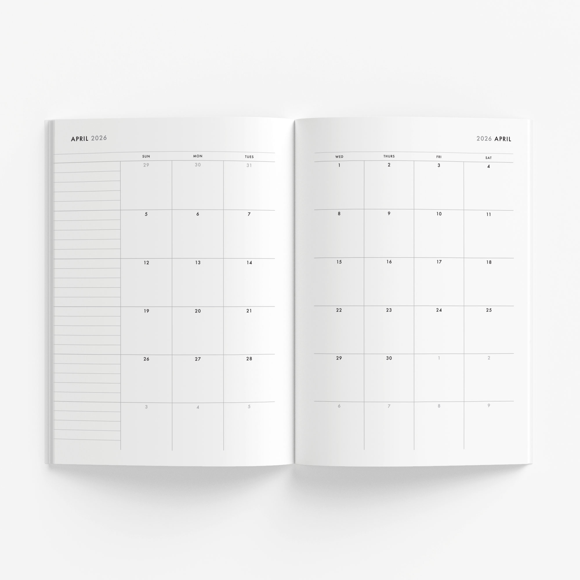 Minimalist 12-Month Planner (slate) – start any month