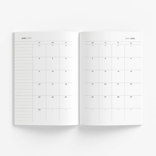 Modern 3-Year Monthly Planner / 36-Month Calendar (grey) – start any month