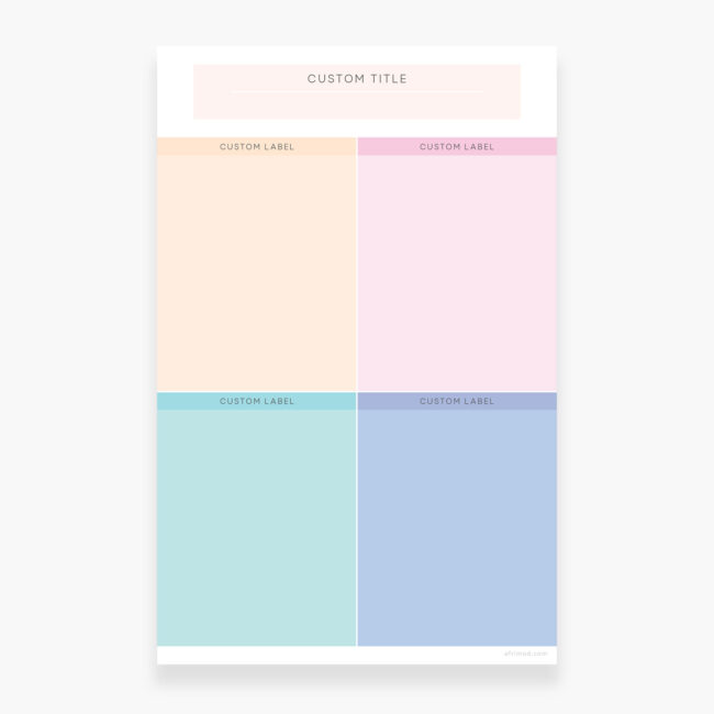 Mix and Match Four-Quadrant Matrix Notepad (candy colors)
