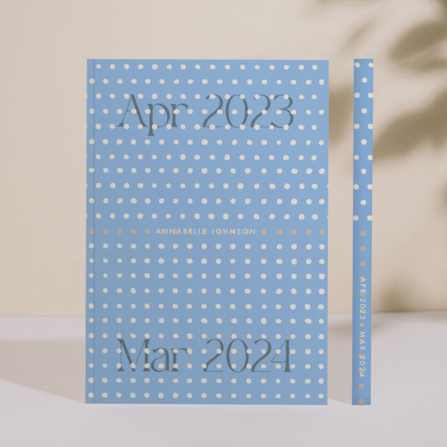 One-Year Monthly Bujo Planner / 12-Month Calendar (blue) – start any month