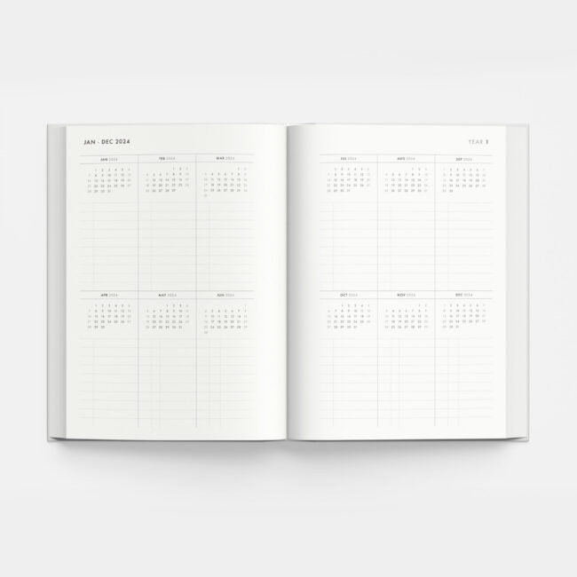 3-Year Weekly Planner in Slate Blue (hardcover) – start any month