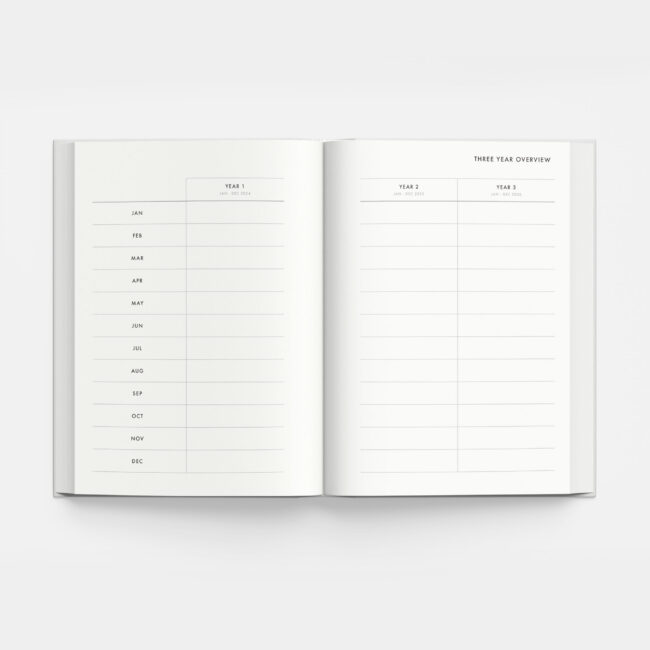 3-Year Weekly Planner in Slate Blue (hardcover) – start any month