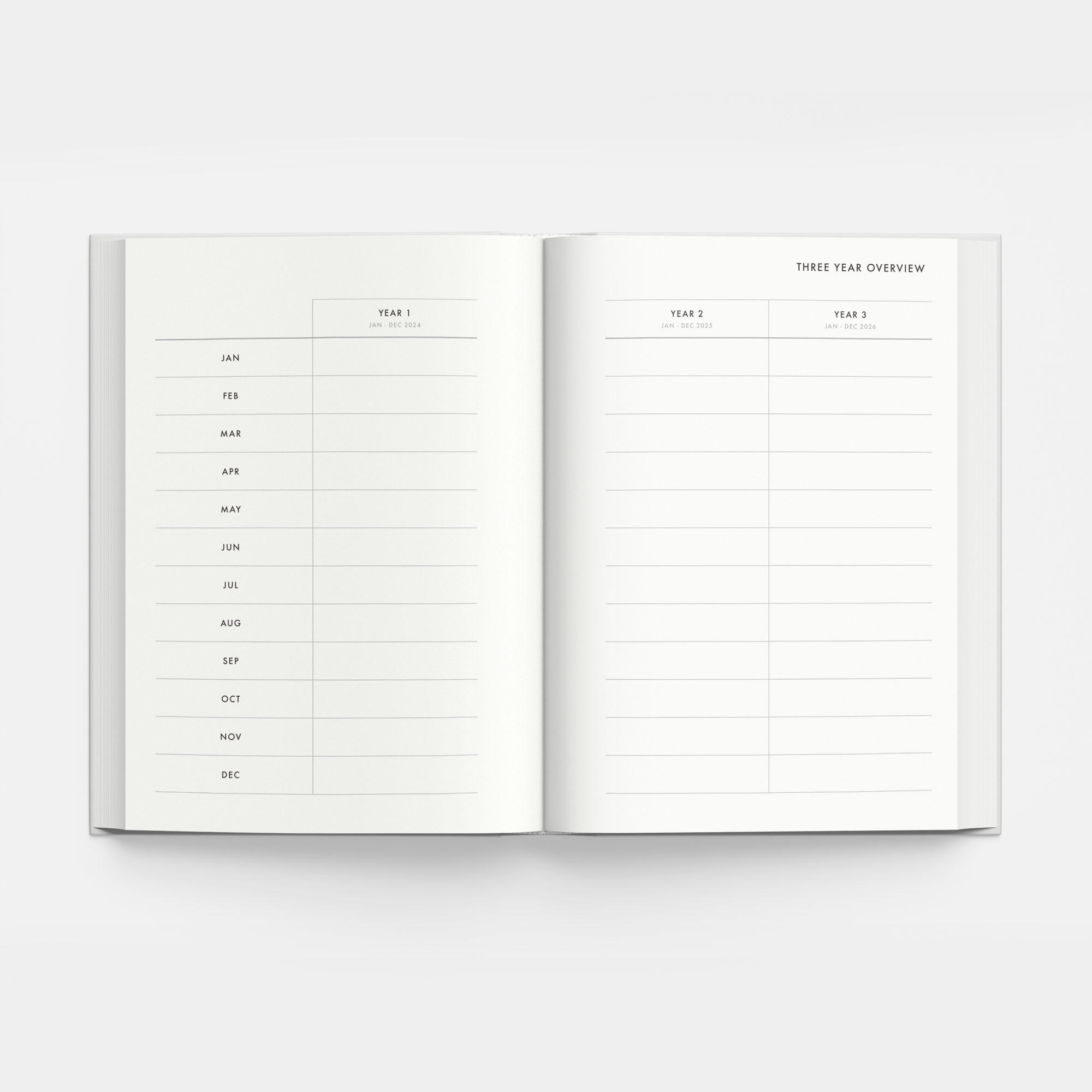 3-Year Weekly Planner in Slate Blue (hardcover) – start any month