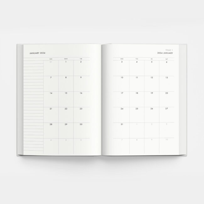3-Year Weekly Planner in Slate Blue (hardcover) – start any month
