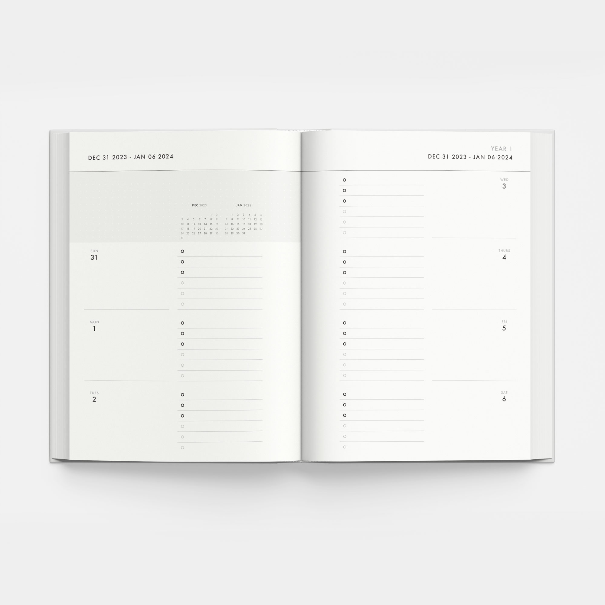 3-Year Weekly Planner in Slate Blue (hardcover) – start any month