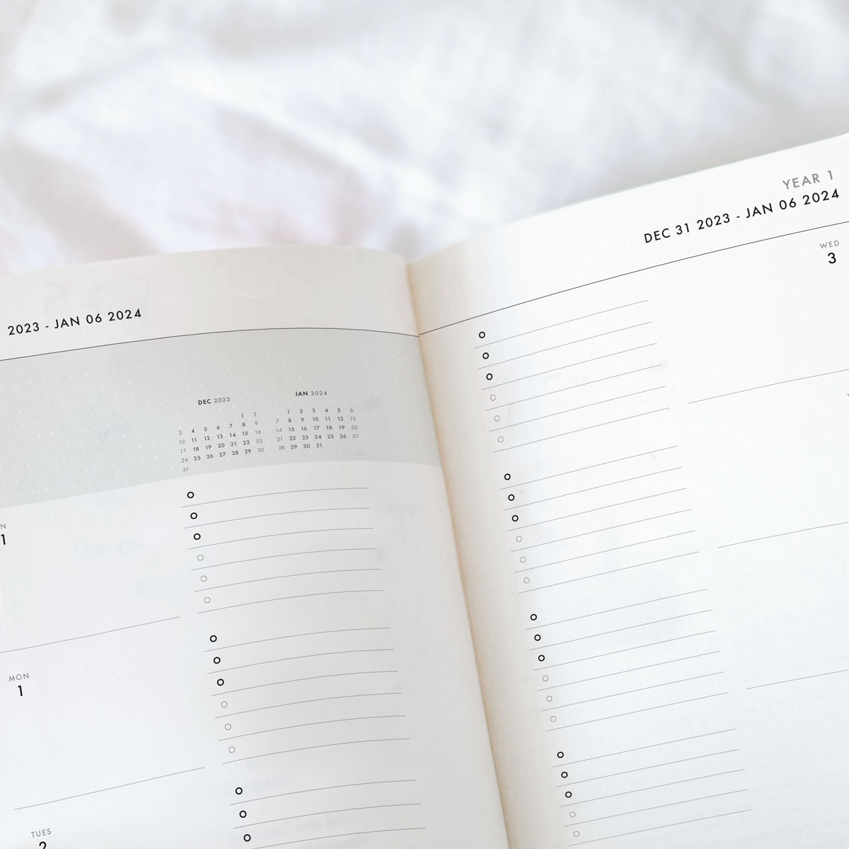 3-Year Weekly Planner in Slate Blue (hardcover) – start any month