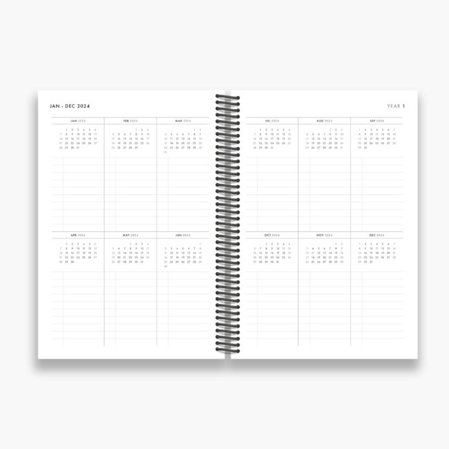 3-Year Weekly Planner in Slate Blue (spiral coil) – start any month