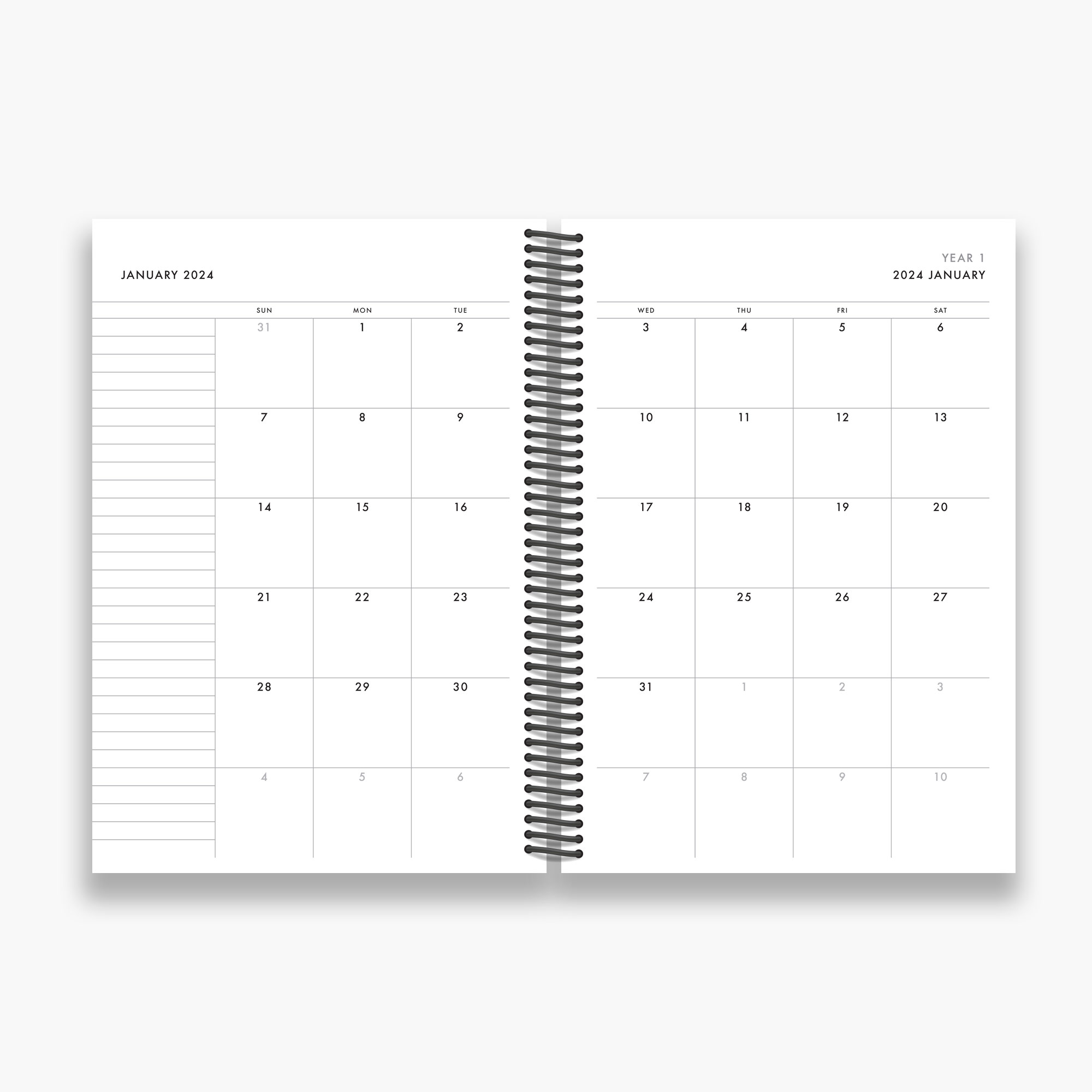Earthtone 3-Year Weekly Planner (spiral coil) – start any month