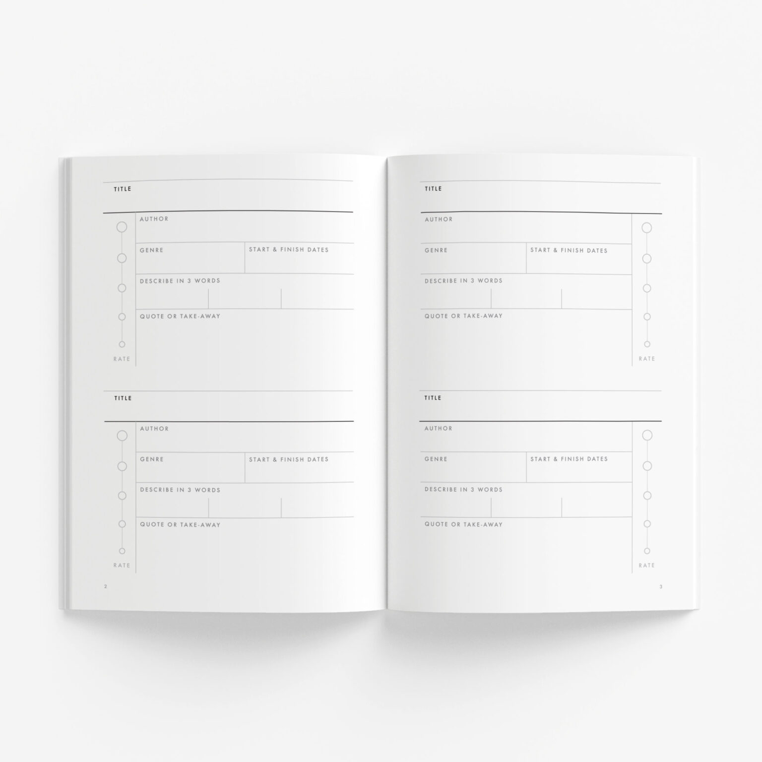 Minimalist Reading Journal (half-page log) - earthtones • AfriMod