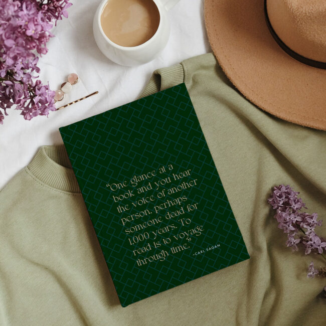 Customizable Quotation Reading Journal – green forest