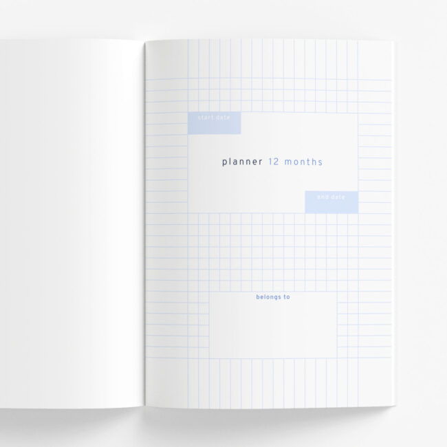 Personalized Blue Grid Monthly Planner – undated